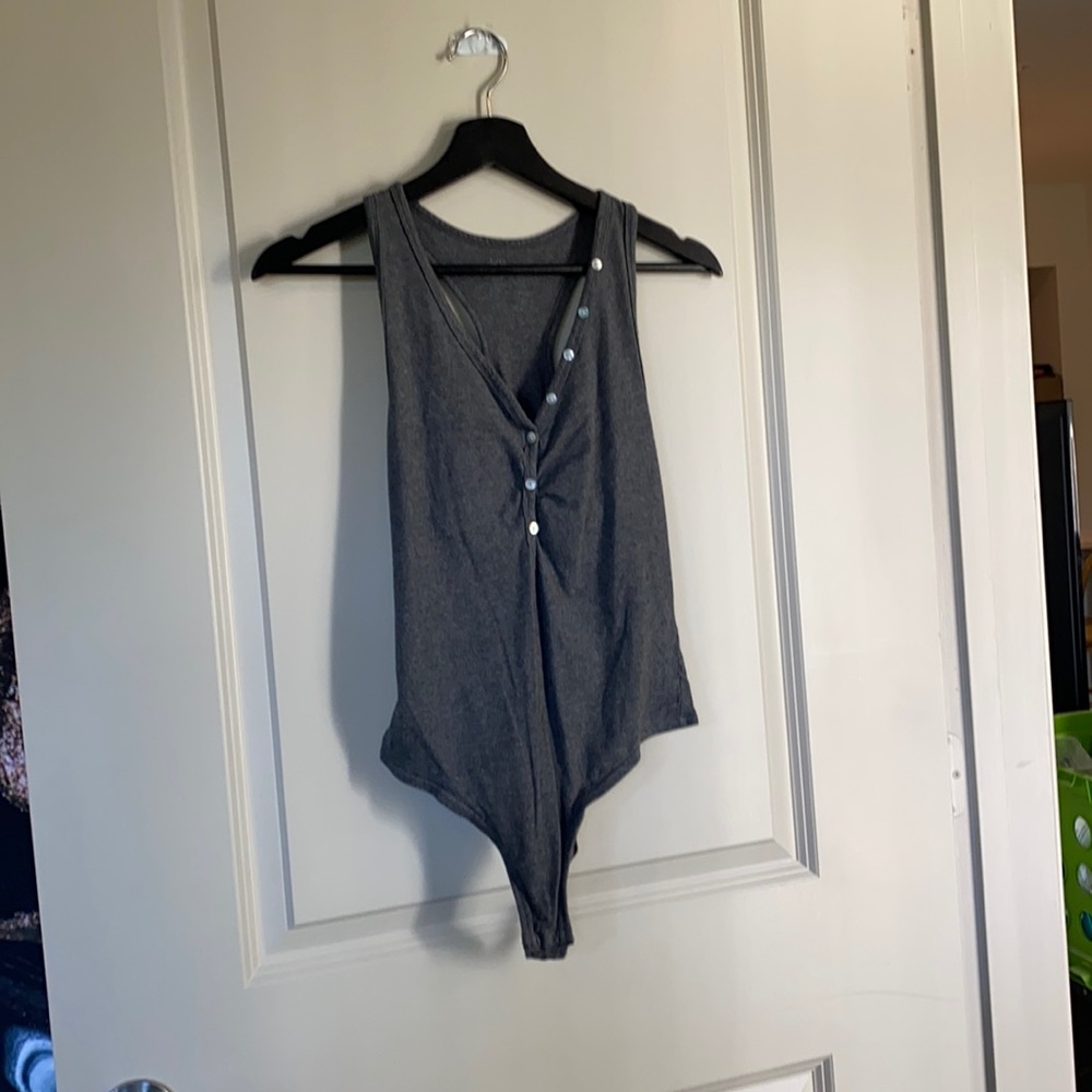 Grey Button-Up Bodysuit